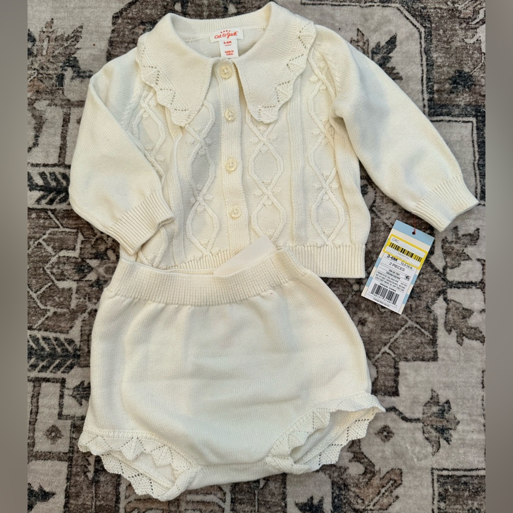 Cat & Jack Ivory Knit Cardigan Set